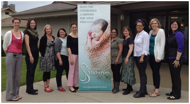 A photo of St. Jacobs Midwives in front of our St. Jacobs clinic.